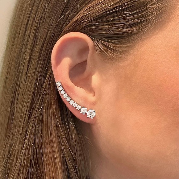 METEORITES EAR CLIMBERS LARGE - STERLING SILVER 925 - Picture 1 of 6